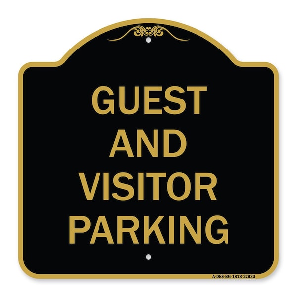 Signmission Designer Series Guest and Visitor Parking, Black & Gold Aluminum Sign, 18" x 18", BG-1818-23933 A-DES-BG-1818-23933 - main